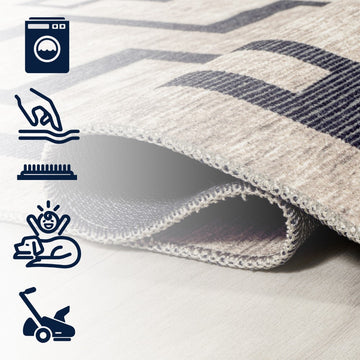 Ashkii Minimalist Medallion Machine-washable Area Rug